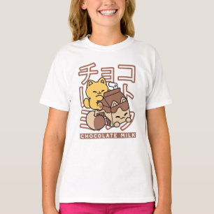 Niedliches Katzen Schokolade Milchkarton Kawaii Ku T-Shirt