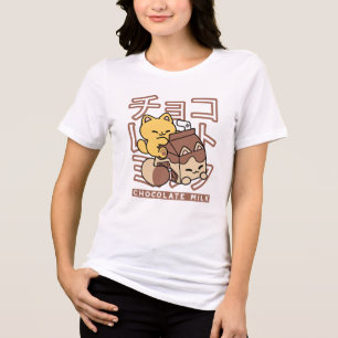Niedliches Katzen Schokolade Milchkarton Kawaii Ku Tri-Blend Shirt