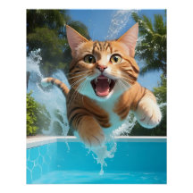 Niedliches Katzen Schwimmen im Pool Funny