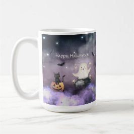 Niedliches Katzen und Geisterhaus Kaffeetasse