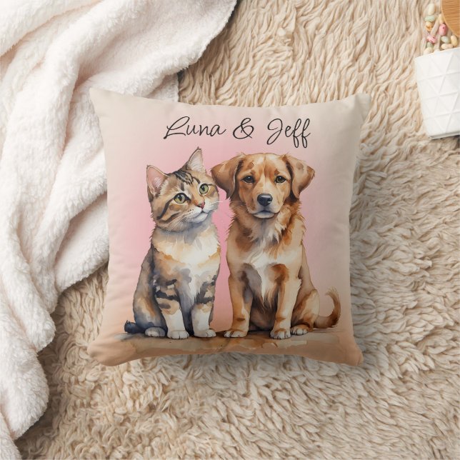 Niedliches Katzen- und Hundefarben Kissen (Decke)