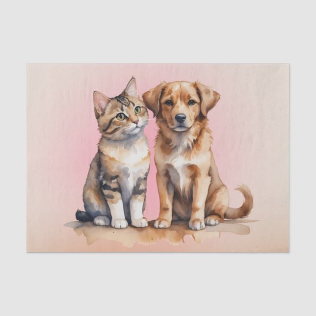 Niedliches Katzen- und Hundefarben Seidenpapier (Vorderseite)