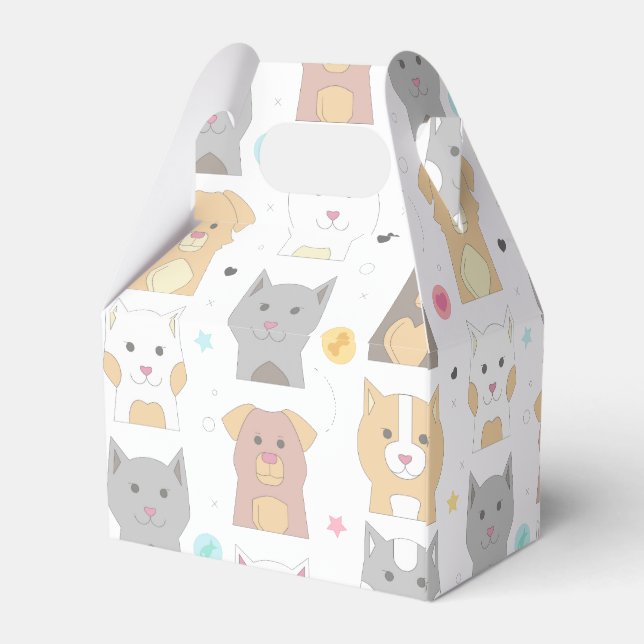Niedliches Katzen- und Hundemuster Geschenkschachtel (Rückseite)