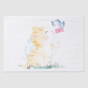 Niedliches Katzen- und Vogelgewebe Seidenpapier