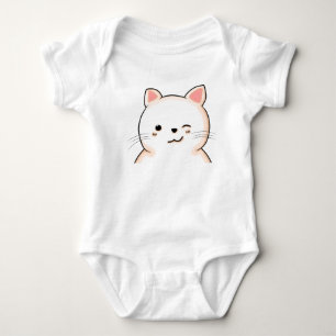 Niedliches Katzen Whiskys Wink White Cat Pet Besit Baby Strampler