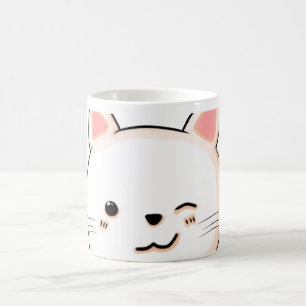 Niedliches Katzen Whiskys Wink White Cat Pet Besit Kaffeetasse