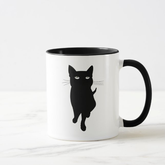 Niedliches katzenartiges der schwarzen Katze Tasse (Rechts)