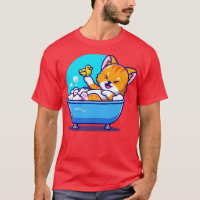 Niedliches Katzenbad in der Badewanne mit Duckspie