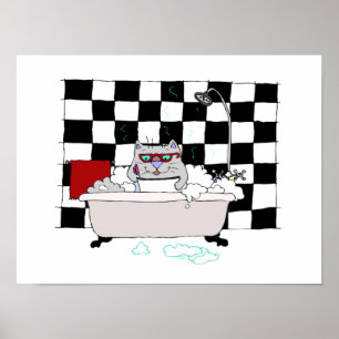 Niedliches Katzenbad Kunst Poster
