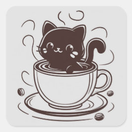 Niedliches Katzencafé Quadratischer Aufkleber