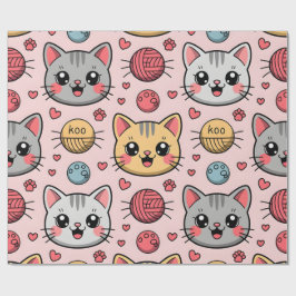 Niedliches Katzenfacenwrapping Paper - Kawaii Kitt Geschenkpapier