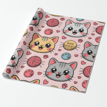 Niedliches Katzenfacenwrapping Paper - Kawaii Kitt