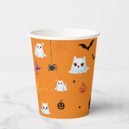 Niedliches Katzengastblatt Halloween Kürbiskuchen  Pappbecher