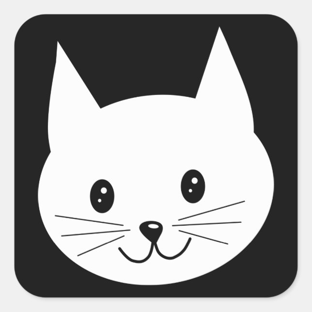 Niedliches Katzengesicht. Quadratischer Aufkleber (Vorderseite)