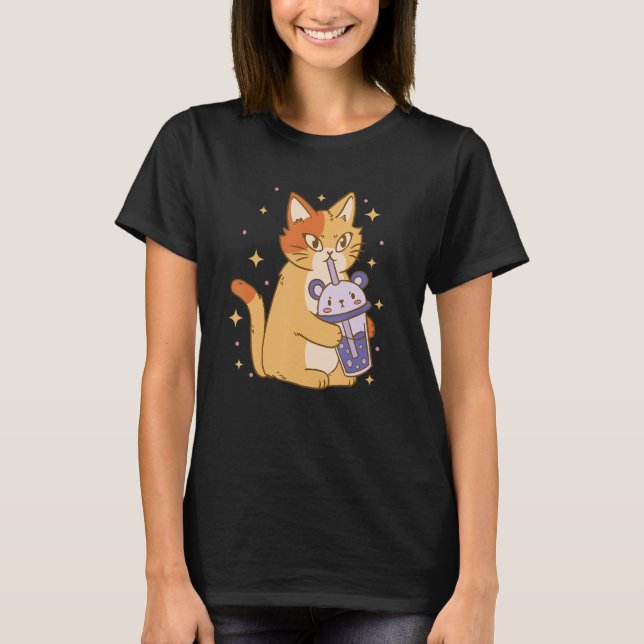 Niedliches Katzengetränk Bubble Tea Boba Tee (Vorderseite)