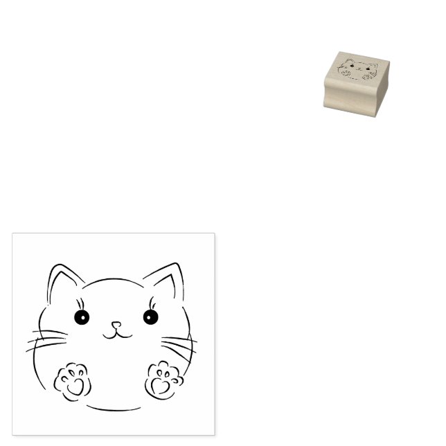 niedliches Katzenholz Gummistempel (Stempel)