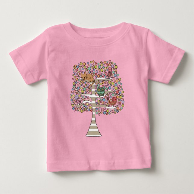 Niedliches Katzenjammer und Vögel in einer Baumill Baby T-shirt (Vorderseite)