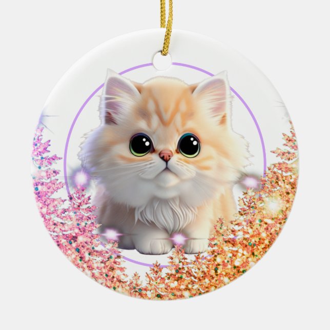 Niedliches Katzenkätzchen für Haustiere personalis Keramik Ornament (Vorne)