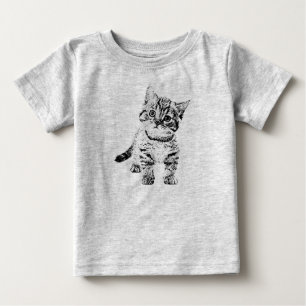 Niedliches Katzenkätzchen Schwarzer Schreibstift Baby T-shirt