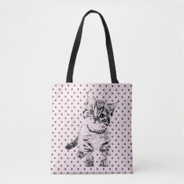 Niedliches Katzenkätzchen | Vollpfotendruck auf ro Tasche
