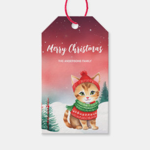 Niedliches Katzenkätzchen Weihnachten Party Geschenkanhänger