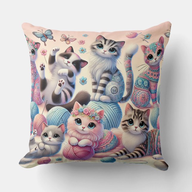 Niedliches Katzenkissen Kissen (Vorderseite)