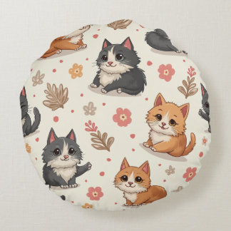 Niedliches Katzenkissen Rundes Kissen