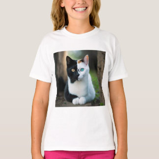 Niedliches Katzenlogo oben auf dem KatzenT - Shirt