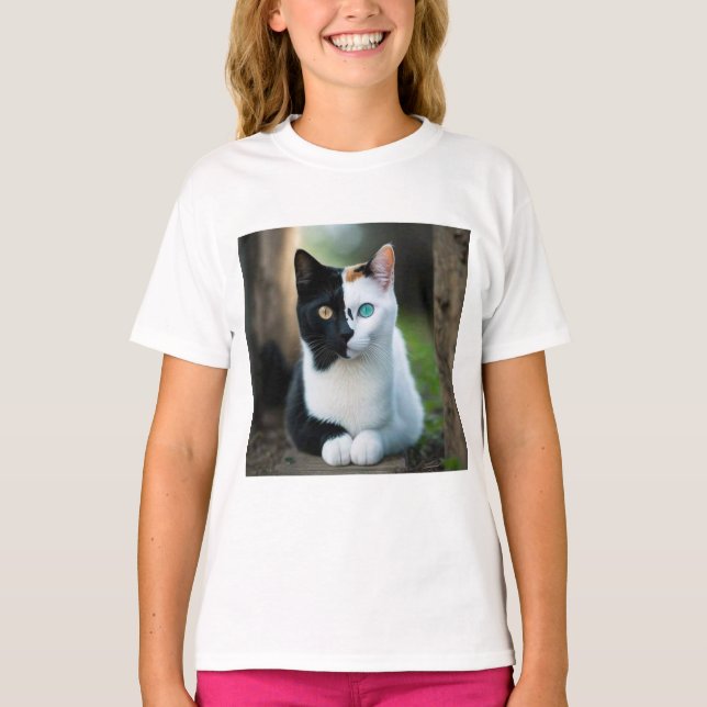 Niedliches Katzenlogo oben auf dem KatzenT - Shirt (Vorderseite)