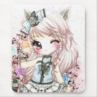 Niedliches Katzenmädchen in lolita Art Mousepad