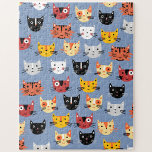 Niedliches Katzenmuster<br><div class="desc">Ein niedliches Muster von kleinen Kätzchen auf blauem Hintergrund. Originelle Kunst von Nic Squirrell. Ideal für Tierfreunde.</div>