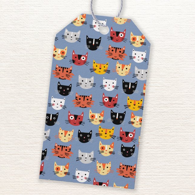 Niedliches Katzenmuster Geschenkanhänger (Cute kitty cat gift tags with custom text on reverse)