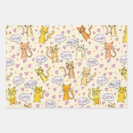 Niedliches Katzenmuster Geschenkpapier Set