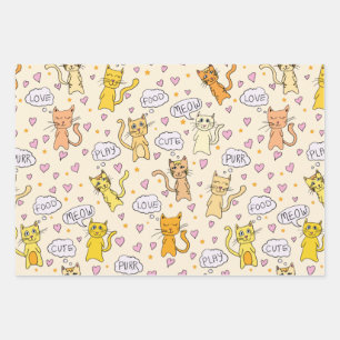 Niedliches Katzenmuster Geschenkpapier Set
