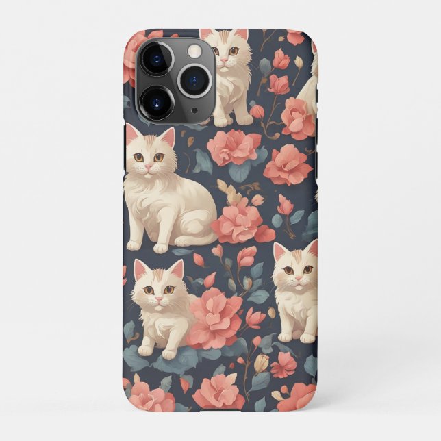 Niedliches Katzenmuster iPhone Hülle (Rückseite)