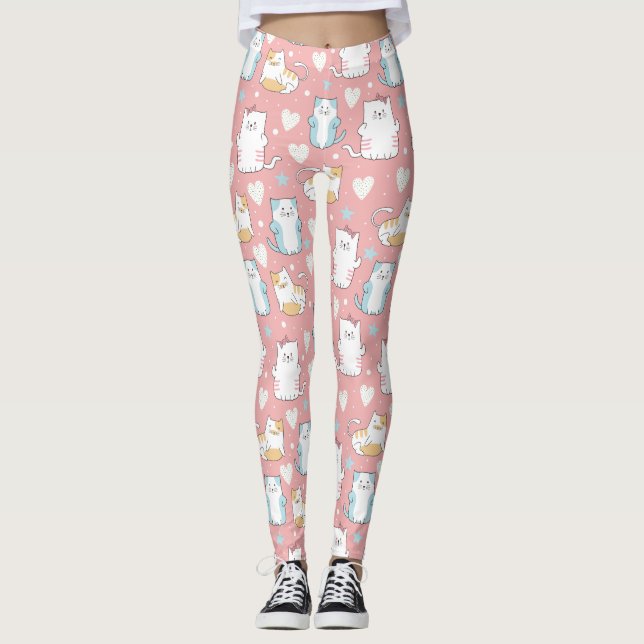 Niedliches Katzenmuster Leggings (Vorderseite)