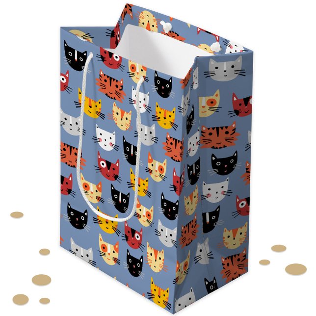 Niedliches Katzenmuster Mittlere Geschenktüte (Cute kitty cat pattern gift bag)