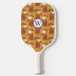 Niedliches Katzenmuster-Monogramm-Paddel Pickleball Schläger