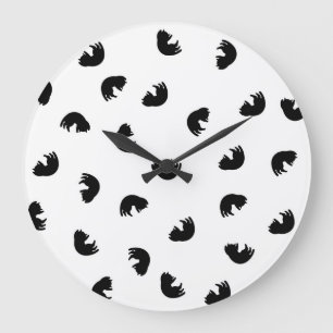 NIEDLICHES Katzenmuster Schwarz und Weiß Große Wanduhr