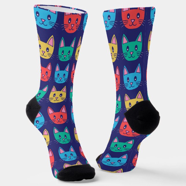 Niedliches Katzenmuster Socken (Gewinkelt)