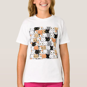 Niedliches Katzenmuster T-Shirt