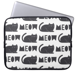 niedliches Katzenmuster. Vintage Darstellung Laptopschutzhülle