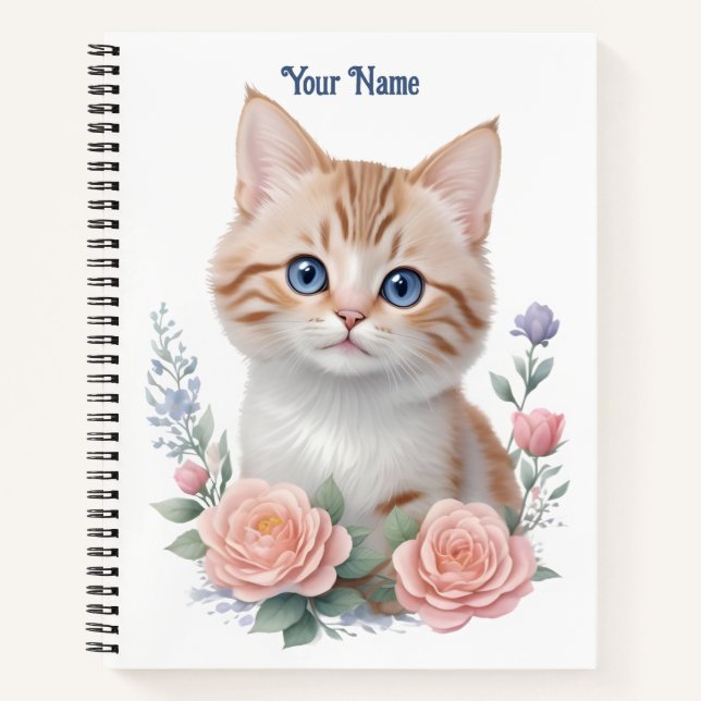 Niedliches Katzenrosa Notizbuch (Vorderseite)