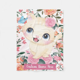 Niedliches Katzenrosa Roses Roses Blume Individuel Fleecedecke