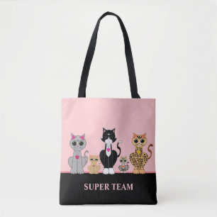 Niedliches Katzenteam und Kalligraphie auf Black & Tasche