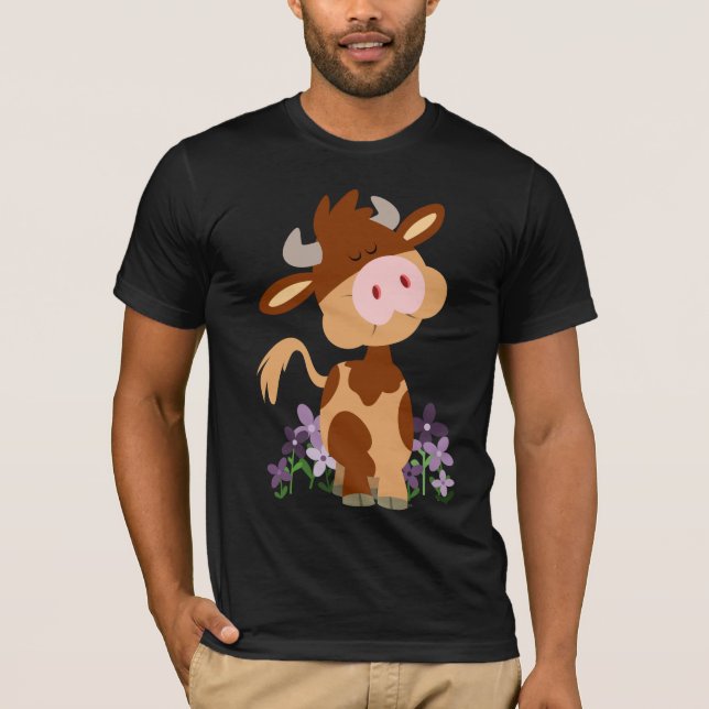 Niedliches Kauen Cartoon Kuh T - Shirt (Vorderseite)