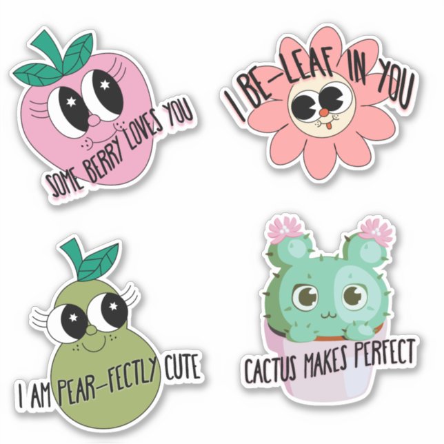 Niedliches Kawaii Affirmation Sticker Pack (Vorderseite)
