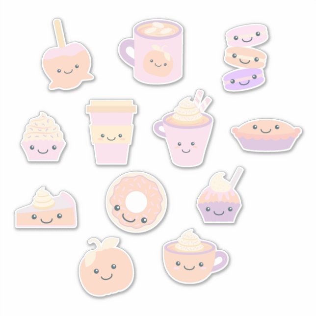 Niedliches Kawaii Autumn Pumpkin Pie Muster in Pas Aufkleber (Vorderseite)