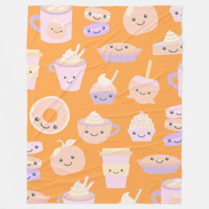 Niedliches Kawaii Autumn Pumpkin Pie Muster in Pas Fleecedecke