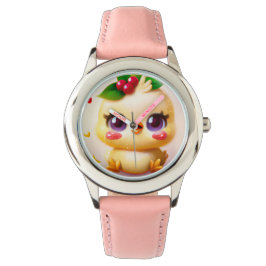 Niedliches Kawaii-Baby-Hühnchen mit Holly Armbanduhr